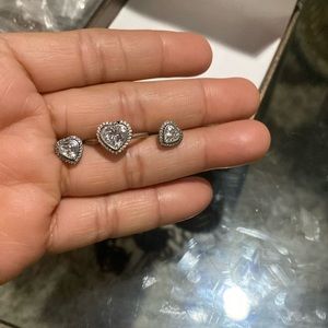 Pandora ring and earrings